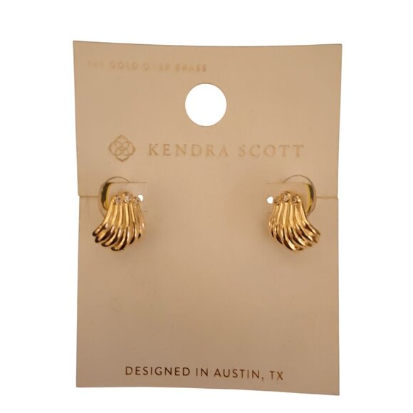 Kendra Scott Isla Huggie 14K-Gold Over Brass Rhinestone Stud Earrings NWT - Picture 1 of 6
